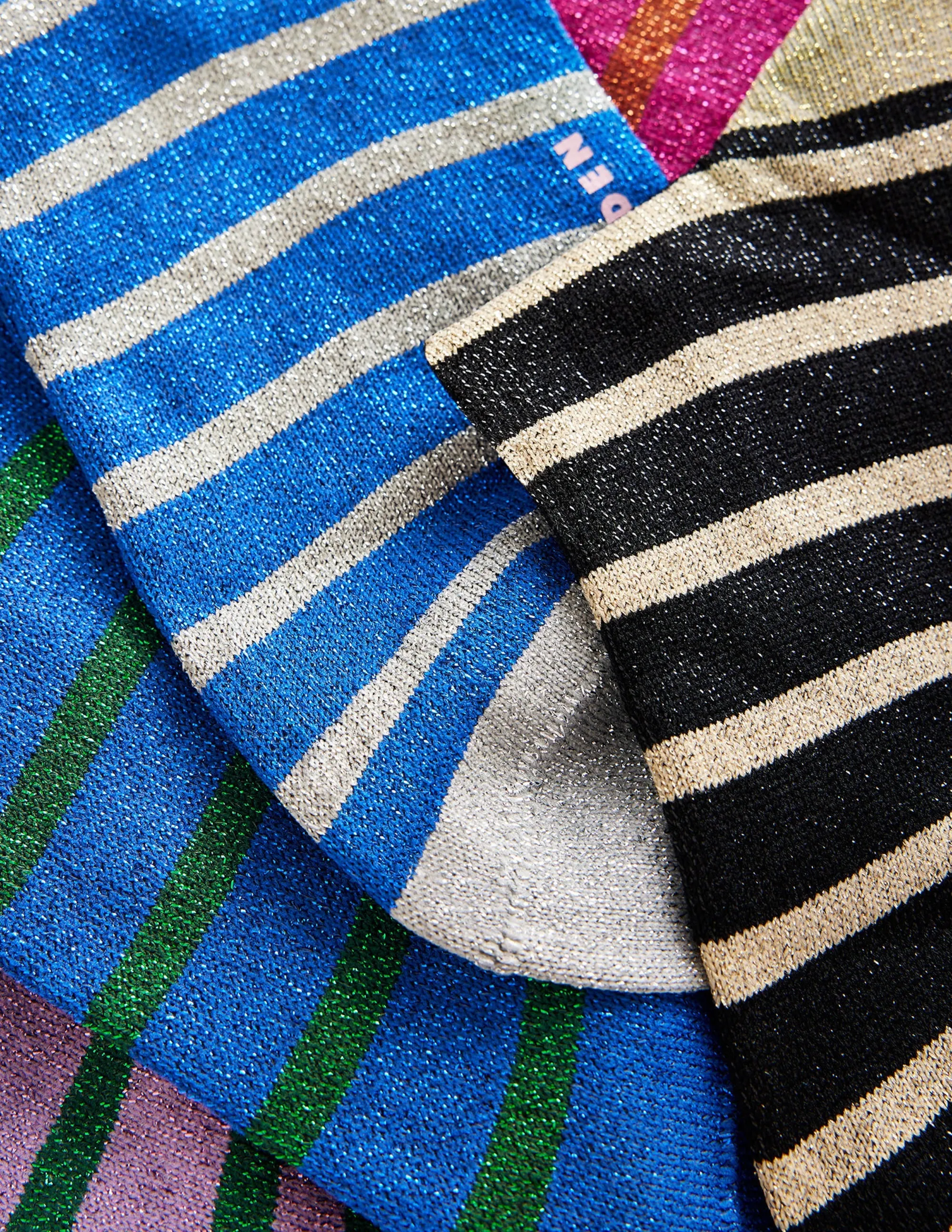 5-Pack Sparkle Ankle Socks-Metallic Stripe