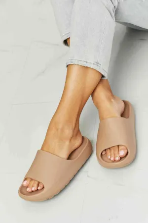 Beige Chic Rubber Slides in Black