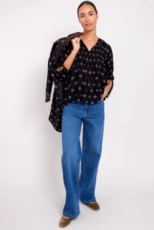 Carine Black Pintuck Blouse