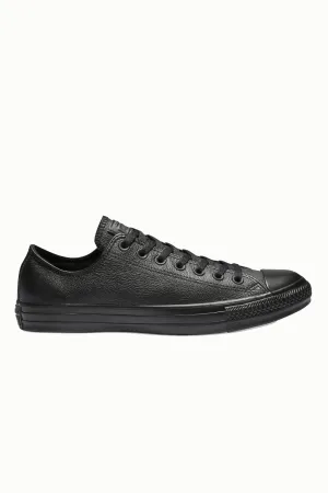 CONVERSE CHUCK TAYLOR ALL STAR LEATHER LOW TOP - BLACK MONO LEATHER