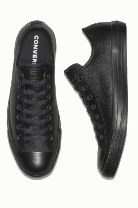 CONVERSE CHUCK TAYLOR ALL STAR LEATHER LOW TOP - BLACK MONO LEATHER