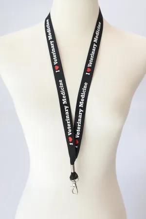 I Love Veterinary Medicine Lanyard