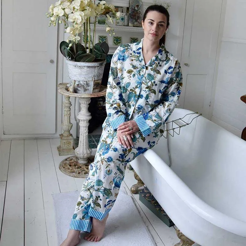 Ladies Pyjamas - Mary Blue Rose