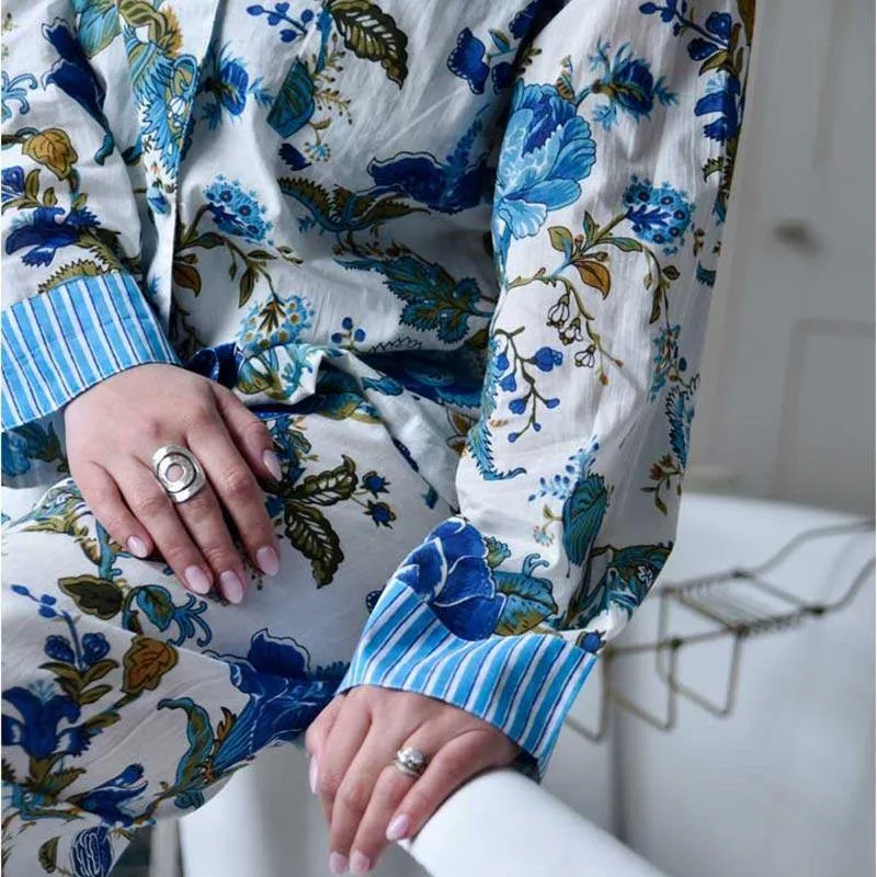 Ladies Pyjamas - Mary Blue Rose