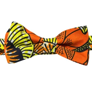 Mens Orange Sunset African Ankara Bow Tie