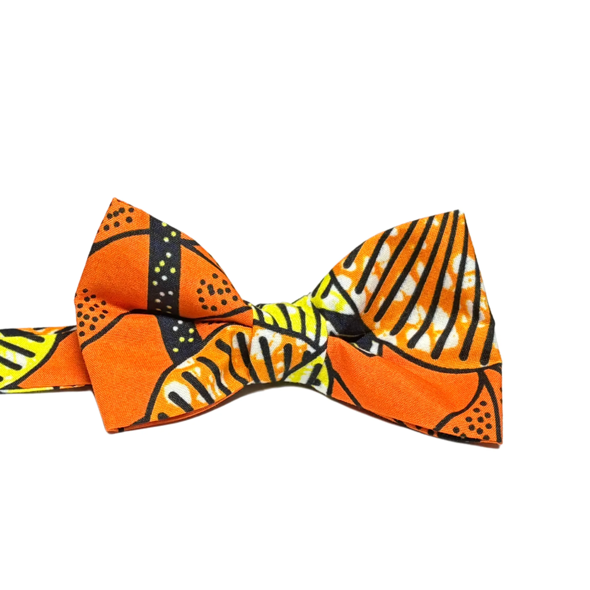 Mens Orange Sunset African Ankara Bow Tie