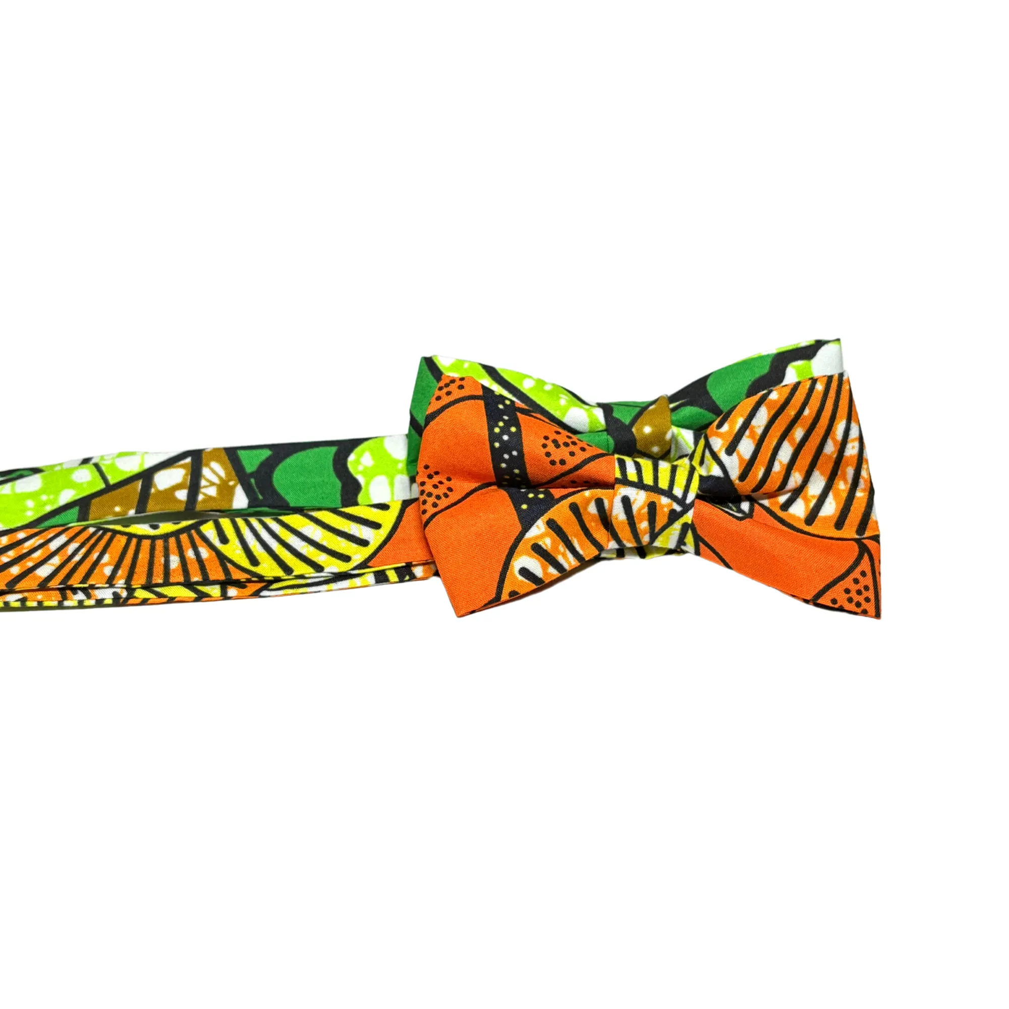 Mens Orange Sunset African Ankara Bow Tie