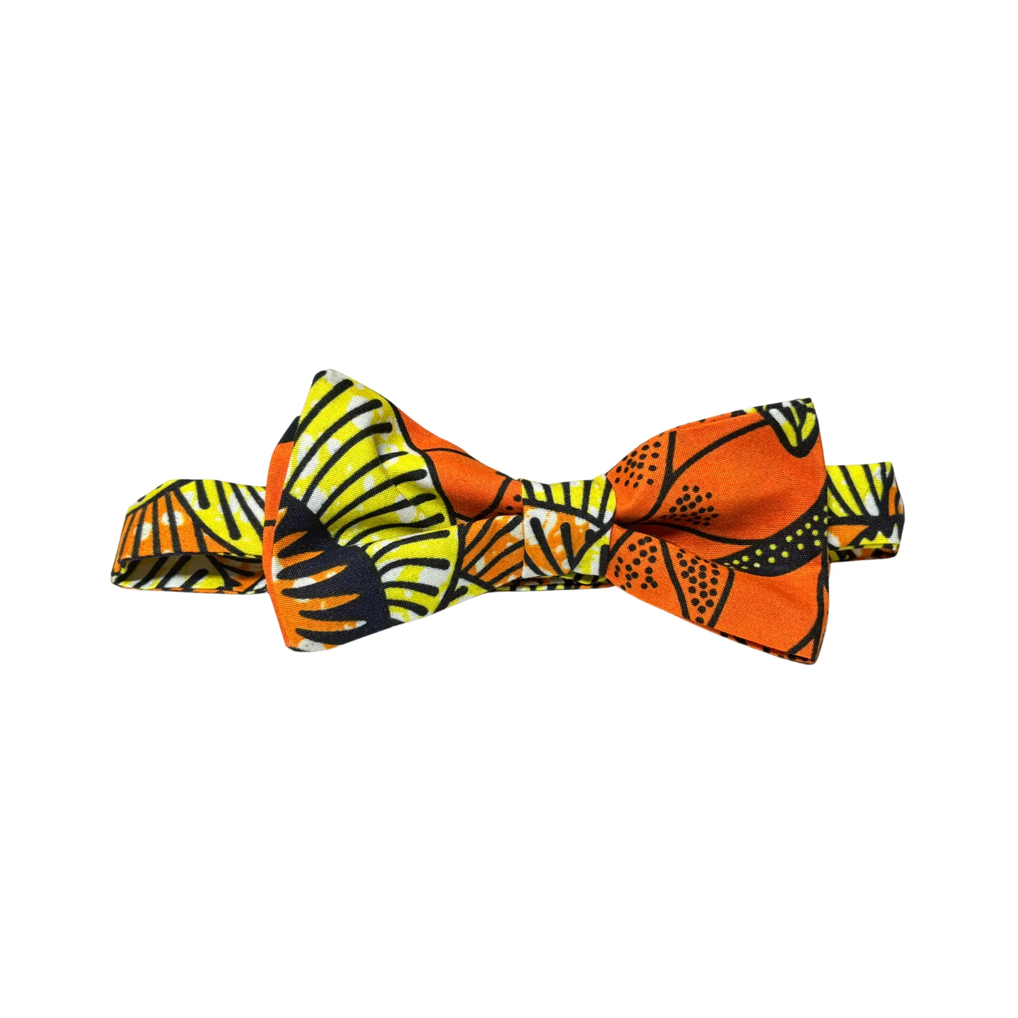 Mens Orange Sunset African Ankara Bow Tie
