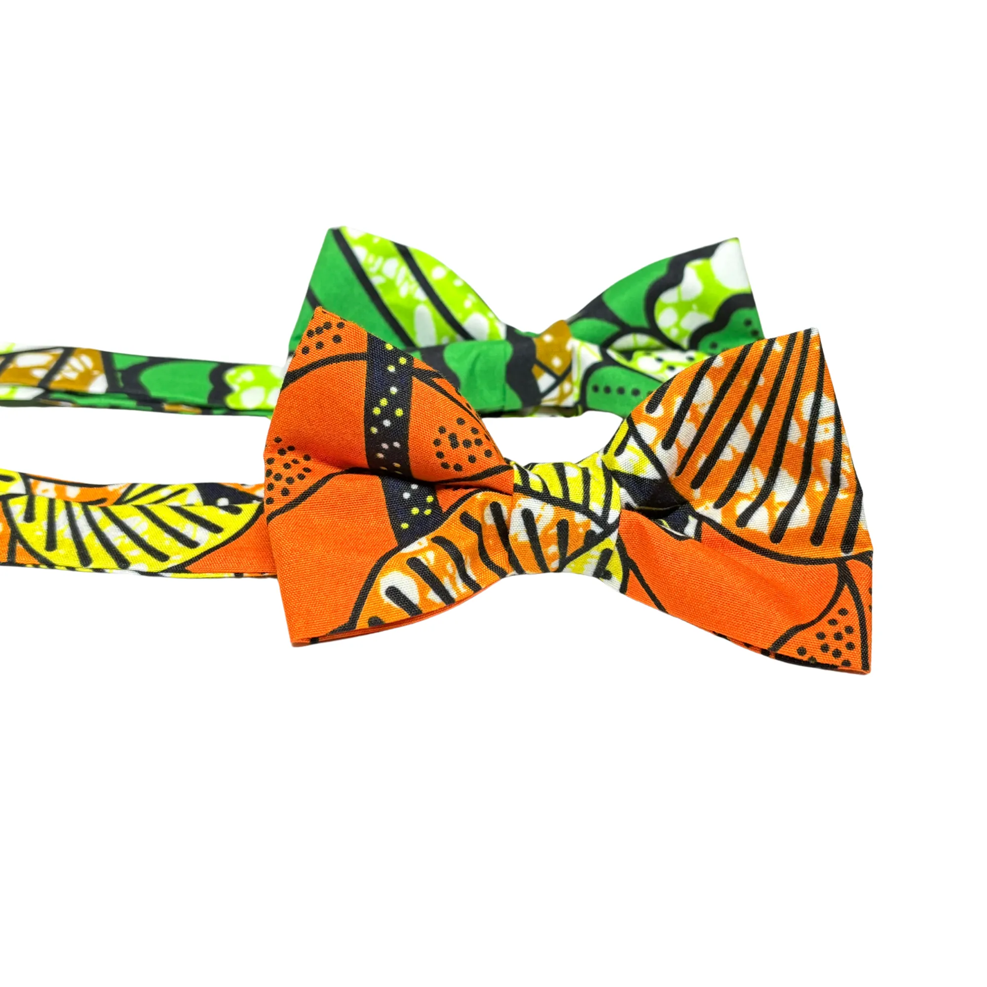 Mens Orange Sunset African Ankara Bow Tie