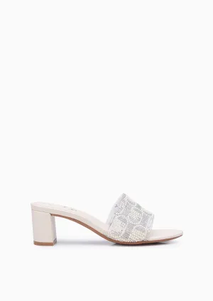 Newly Clear Mid Heels Beige