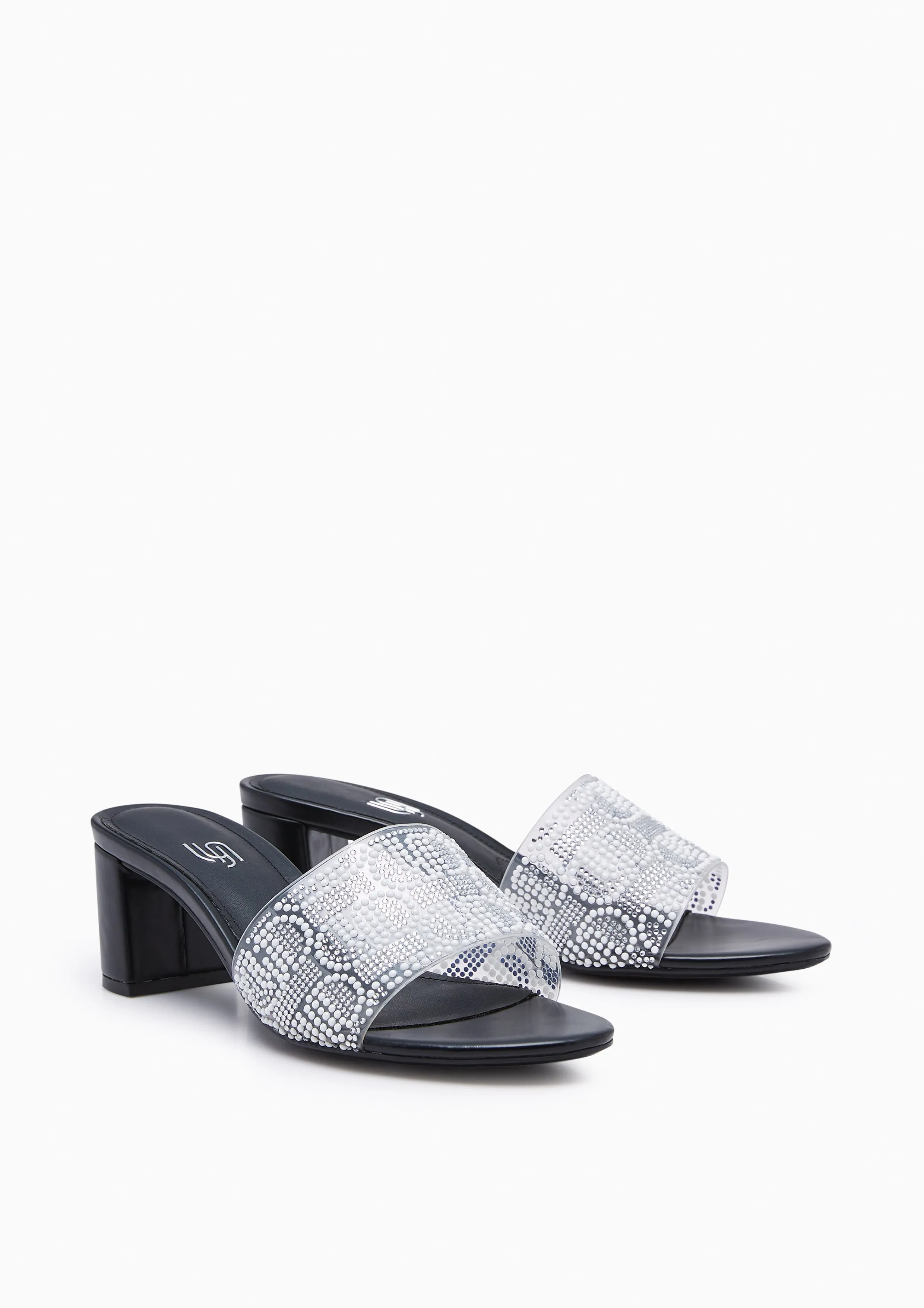 Newly Clear Mid Heels Black
