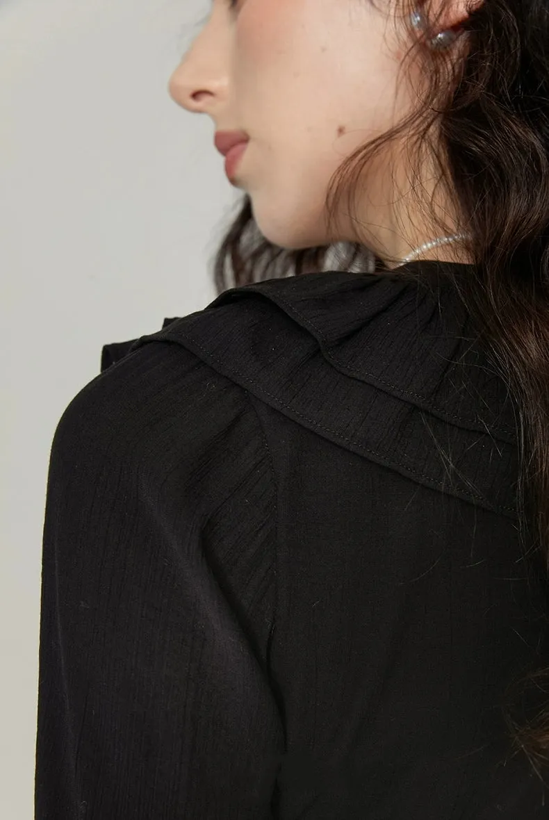 Parisian Noir Ruffle Mini Dress