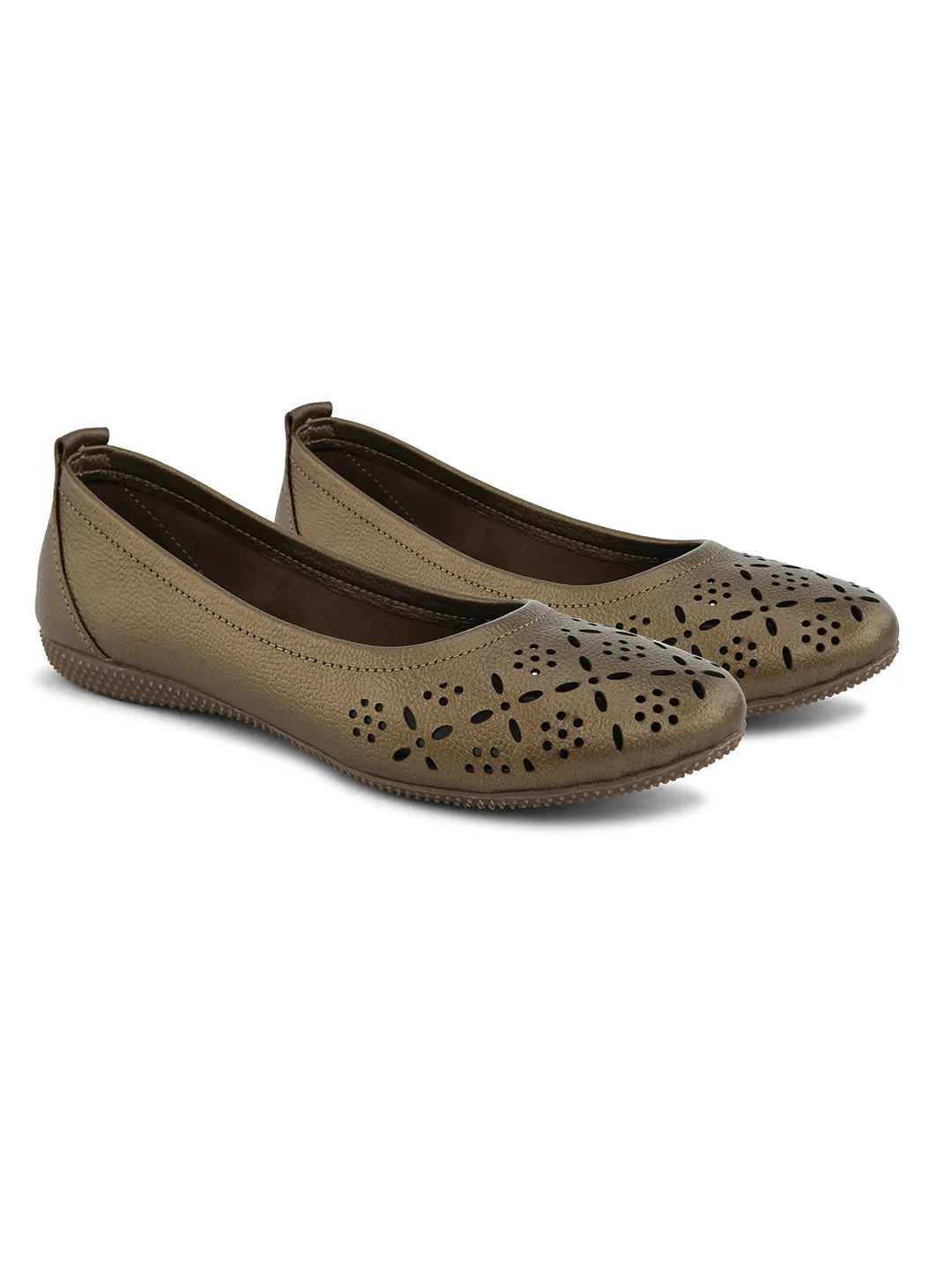 PELLE ALBERO Women Brown Slip-On Belly Flats Sandals