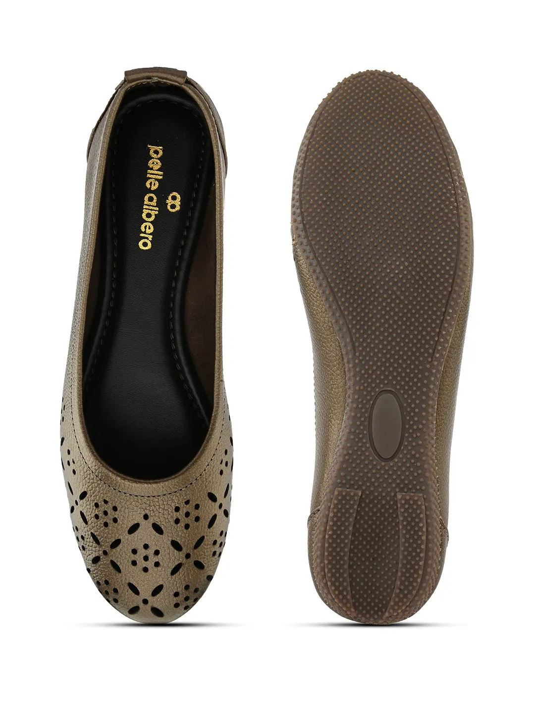 PELLE ALBERO Women Brown Slip-On Belly Flats Sandals