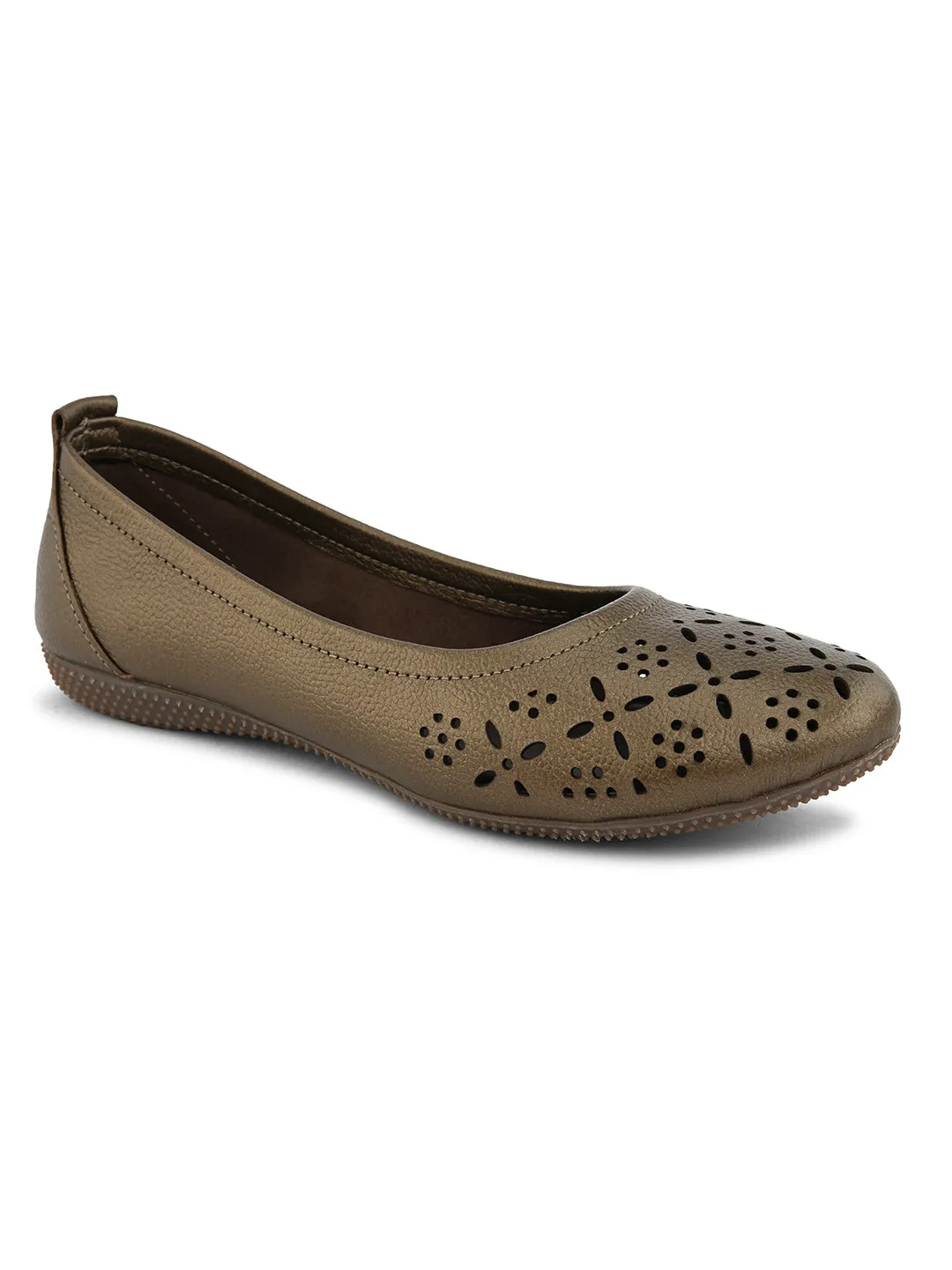 PELLE ALBERO Women Brown Slip-On Belly Flats Sandals