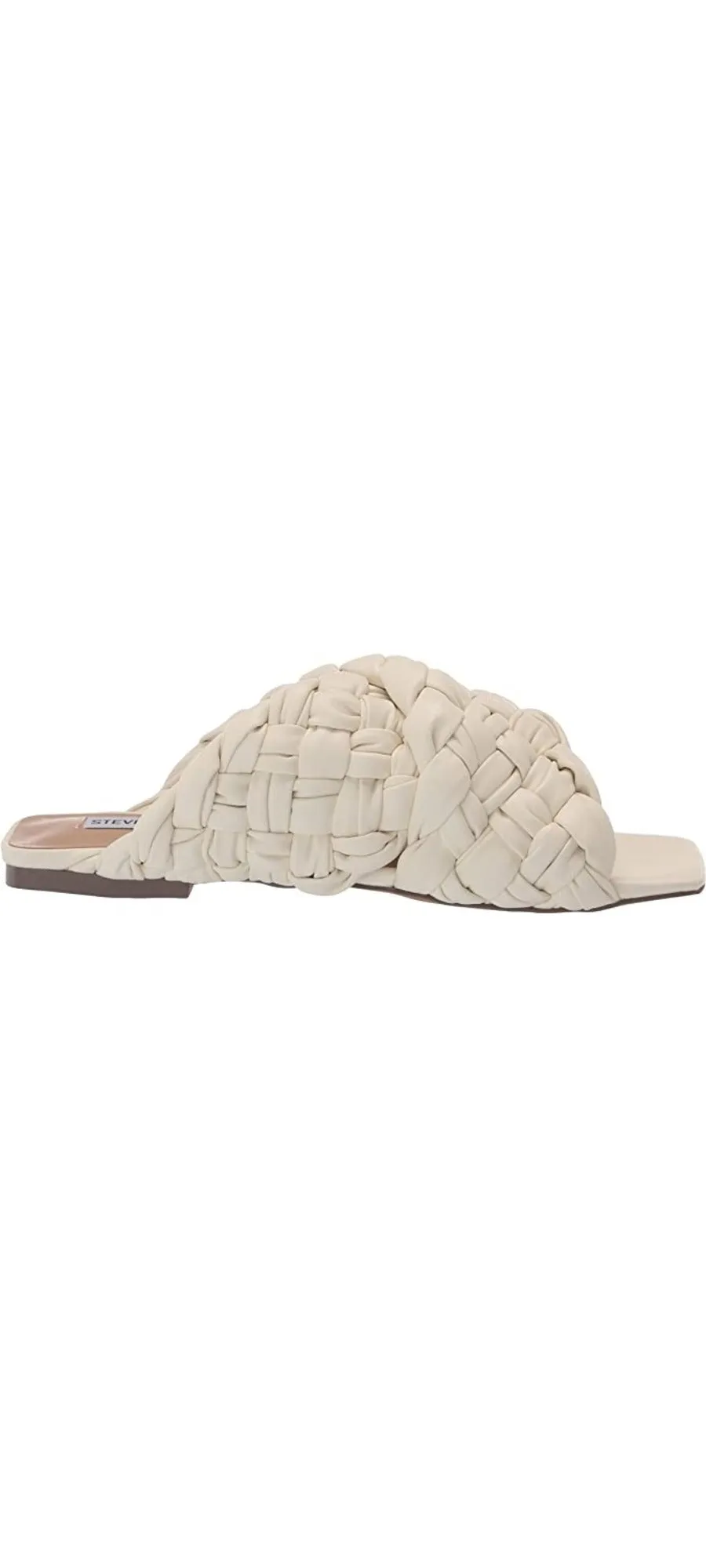 Steve Madden Marina Off White Slip On Mules Slides Open Toe Flat Braided Sandals