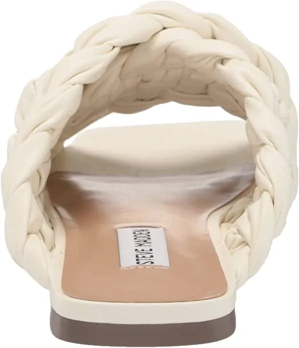 Steve Madden Marina Off White Slip On Mules Slides Open Toe Flat Braided Sandals