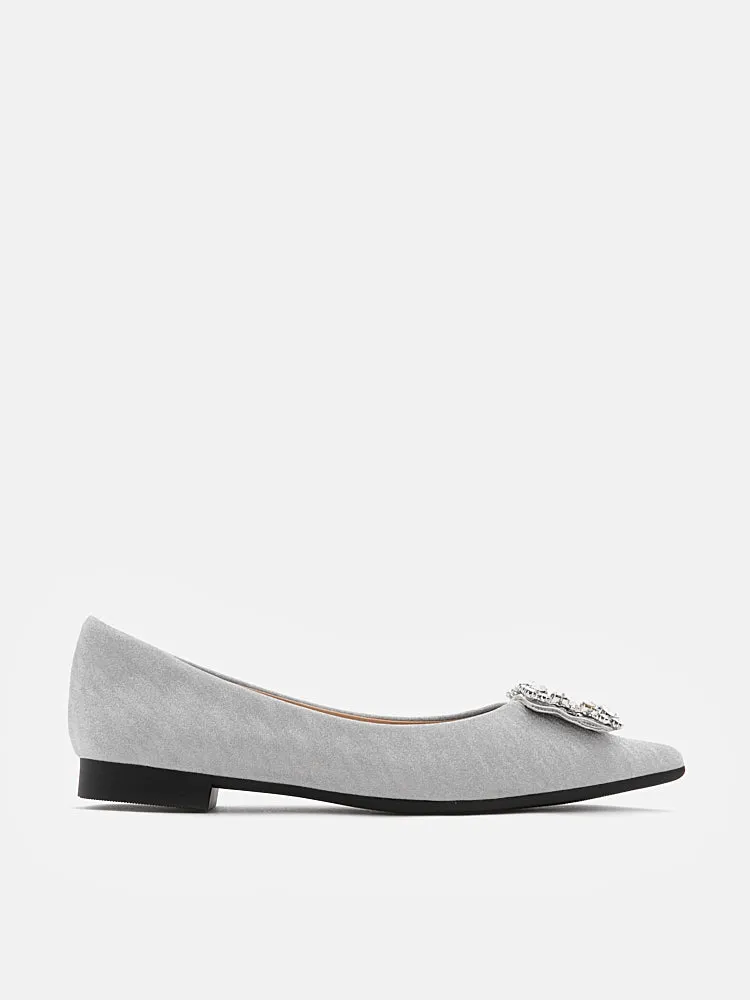 Tillie Crystal Embellished Buckle Glitter Flats