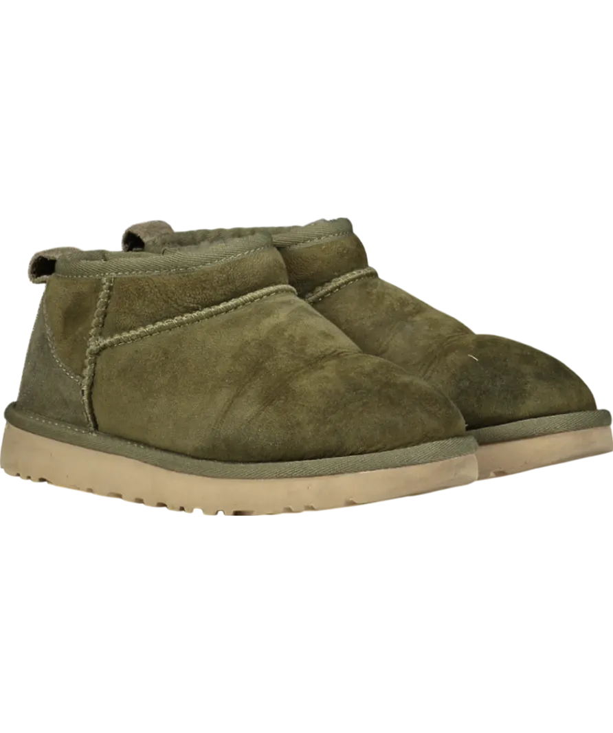 UGG Olive Green Suede Classic Ultra Mini Boots UK 4 EU 37 