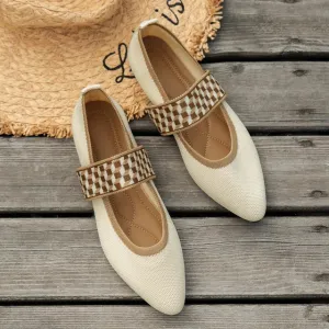 Womens Ballet Flats  Pointed Toe  Textured Fabric  Cushioned Insole  Slip-On