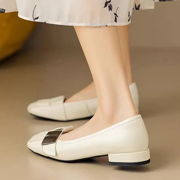 Women's Fashionable Braided Metal Soft Sole Slip-On Flats 41858138S