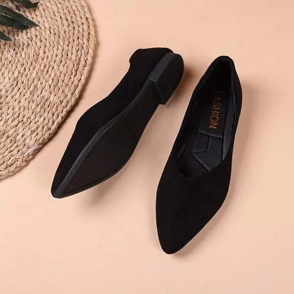 Women's Pointed Toe Suede Shallow Mouth Flat Shoes 16753210C