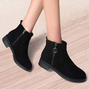 Women's Suede Low Heel Side Zipper Ankle Boots 39895411C