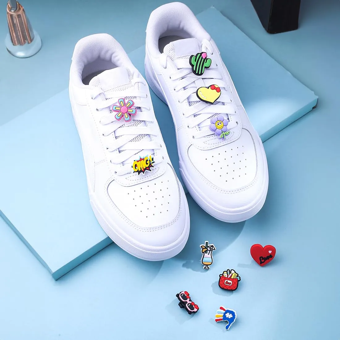 Yellow Chimes Shoe Charms for Girls and Boys | Shoe Accessories Cute Design | Shoe Decoration Charms | Shoe Charms for Clogs Unisex | Pack of 10 pieces | Shoe Jibbitz Charms
